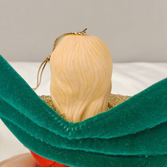 Vintage Christmas Angel Light-Up Candle Ornament Red Green Gold - Picture 6 of 8